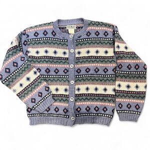 Vintage 90s Coquette Cottage Pastel Fair Isle Cardigan Sweater